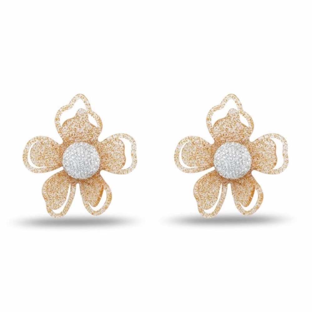 Lele Sadoughi Gold and Silver Flower Stud Earrings